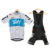 Sky White Cycling Jersey Pro Bicycle Team Cycling Bib Shorts and Full/Half Sleeve GelPad