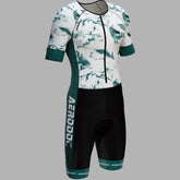Aerodoc AquaFlow triathlon suit – front and side view with aqua-inspired design