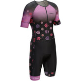 Aerodoc Bloom Pink Girls Triathlon Suit Front View for Running Cycling and Swimming