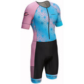 Aerodoc Blue Pink Tri Suit Front View – Premium Triathlon Suit for Men