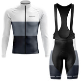 Aerodoc Neutral Color Long Sleeve Cycling Jersey and Bib Shorts - Front View