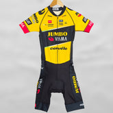 Front view of Raven Black Racefit Triathlon Suit with high neck collar and aerodynamic fit.