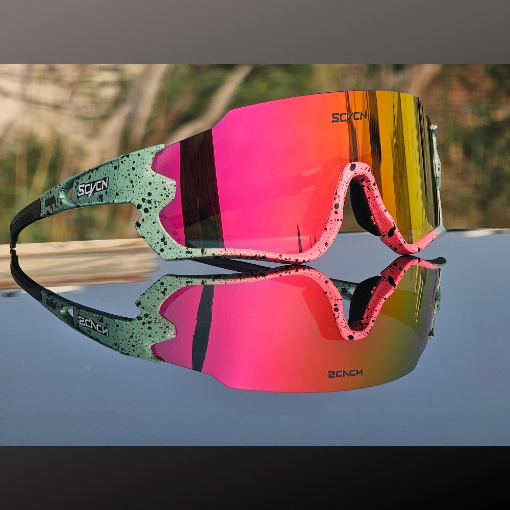 Pink Bicycle Glasses Scvcn Sports Polarized Cycling Glasses For