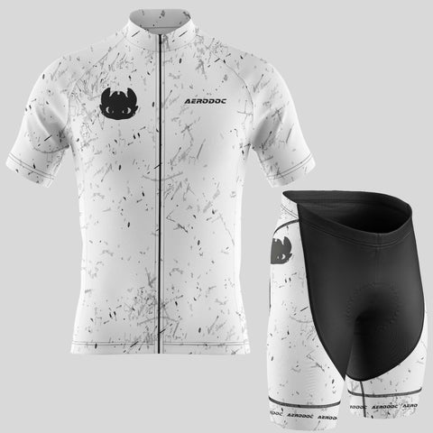 Aerodoc cycling kit laid out flat showing premium jersey and bib shorts design