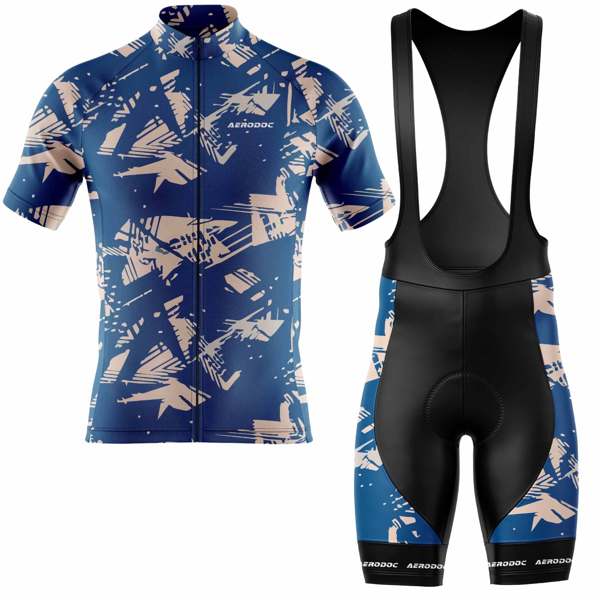 Aerodoc Blue Pulse Cycling Jersey - Energized Print for High-Speed Rides – Half & Full Sleeves, Matching Bib & Non-Bib Shorts