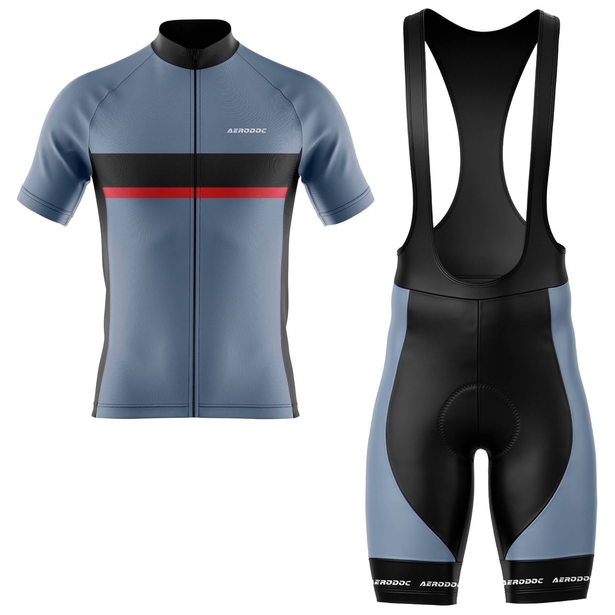 Aerodoc Men’s Classic Fit Cycling Jersey - Stylish Red Accent - Half & Full Sleeves, Matching Bib & Non-Bib Shorts