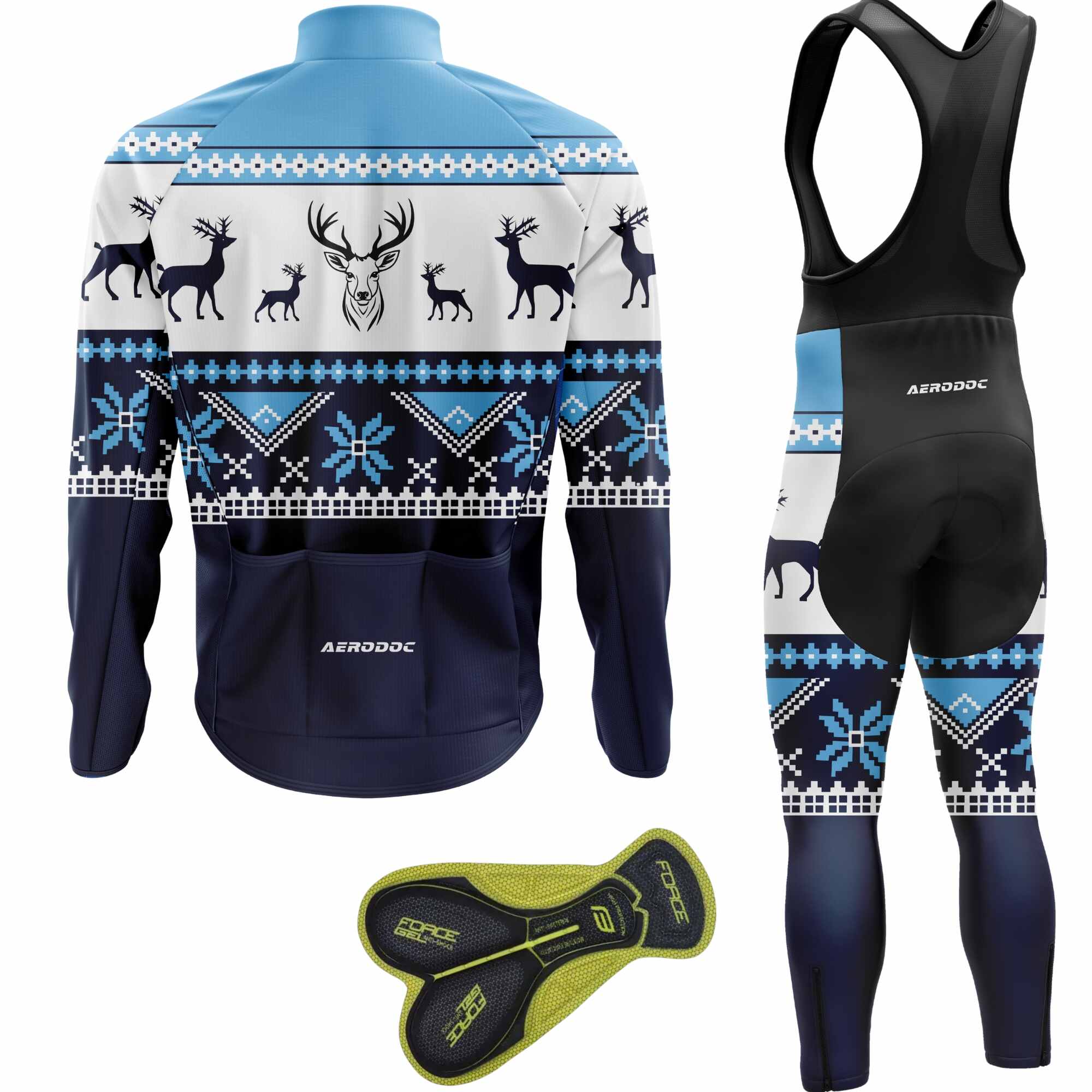 Aerodoc Reindeer Cold-Weather Cycling Jersey | Premium Winter Fleece Wool Bike Wear