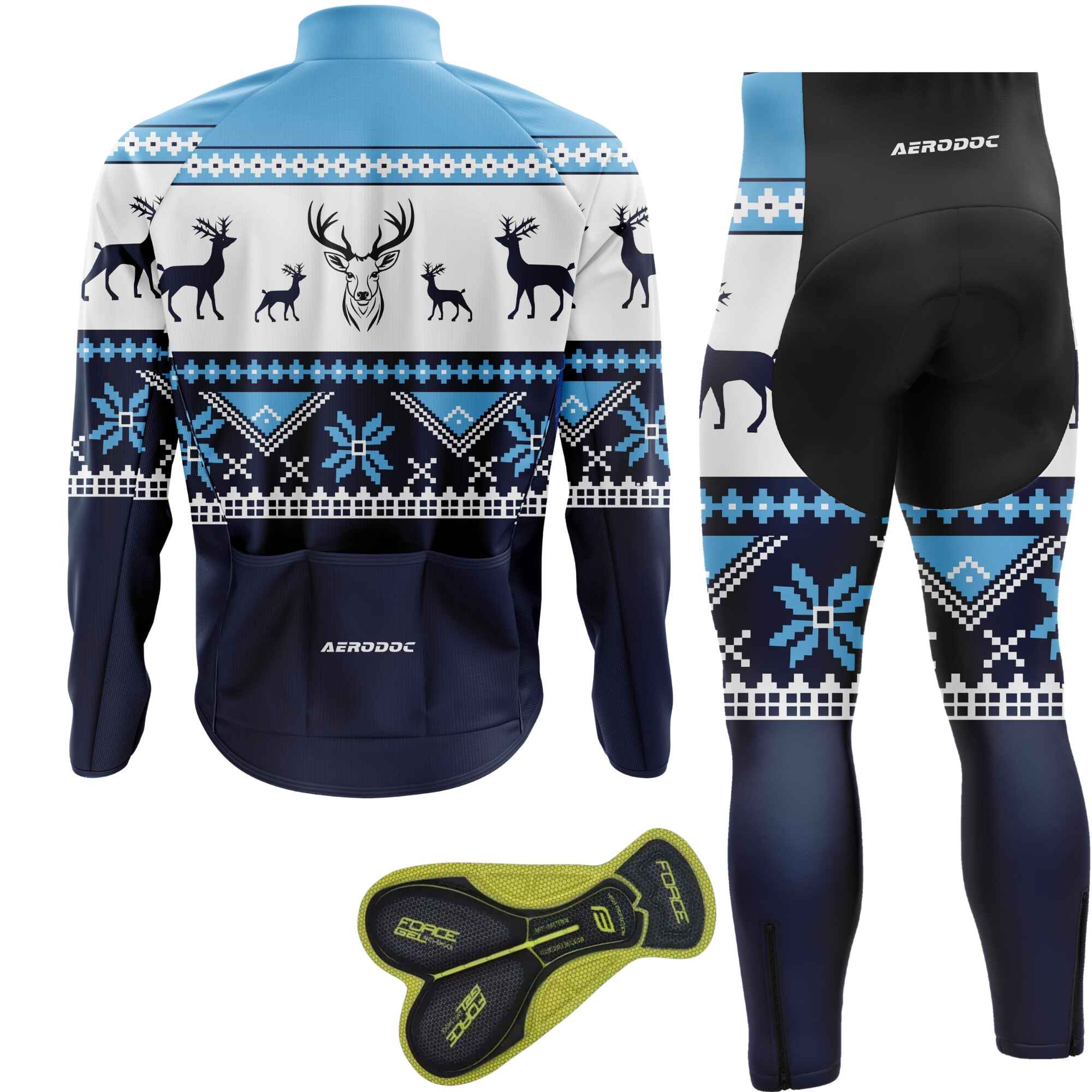 Aerodoc Reindeer Cold-Weather Cycling Jersey | Premium Winter Fleece Wool Bike Wear