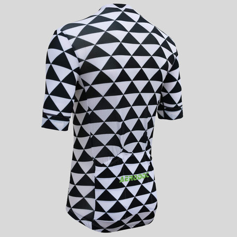 Aerodoc Triangle Black & White Racefit Cycling Jersey Unisex