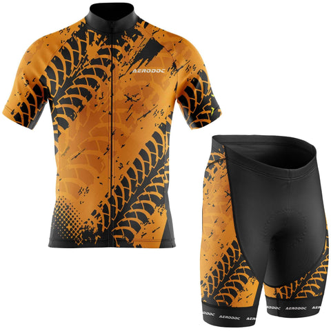 Aerodoc Tire Track Cyclist’s Jersey and Shorts– Performance Fit, Yellow & Black