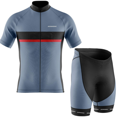 Aerodoc Men’s Classic Fit Cycling Jersey - Stylish Red Accent - Half & Full Sleeves, Matching Bib & Non-Bib Shorts