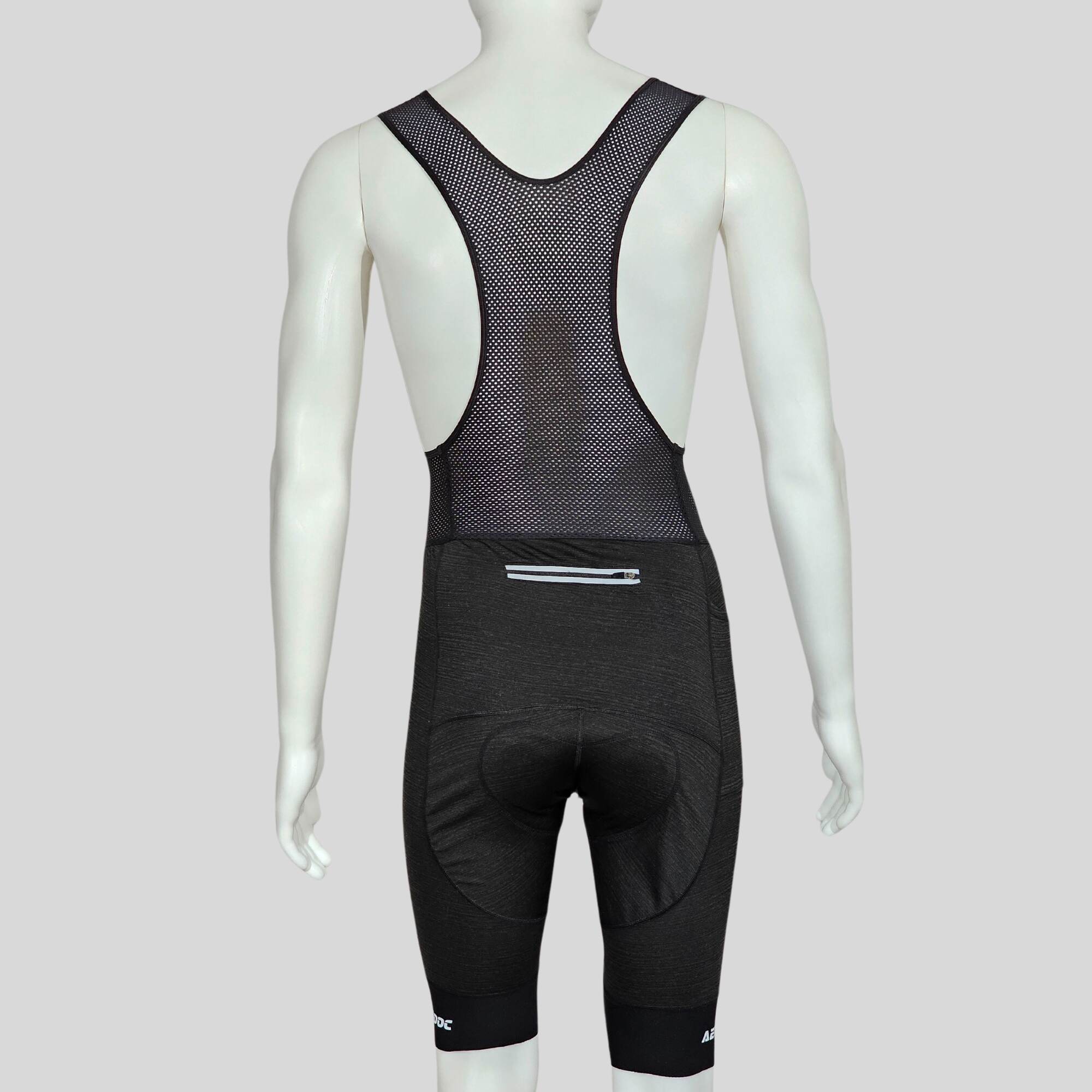 Aerodoc Ignite Vampire Gray Cycling Bibshorts with Reflective Zipper, Power Band, and 2 Pockets