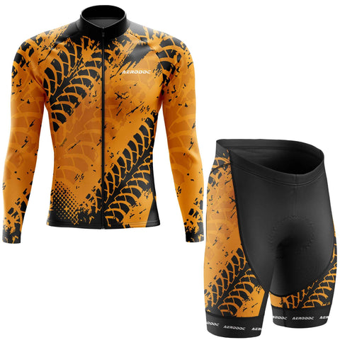 Aerodoc Tire Track Cyclist’s Jersey and Shorts– Performance Fit, Yellow & Black