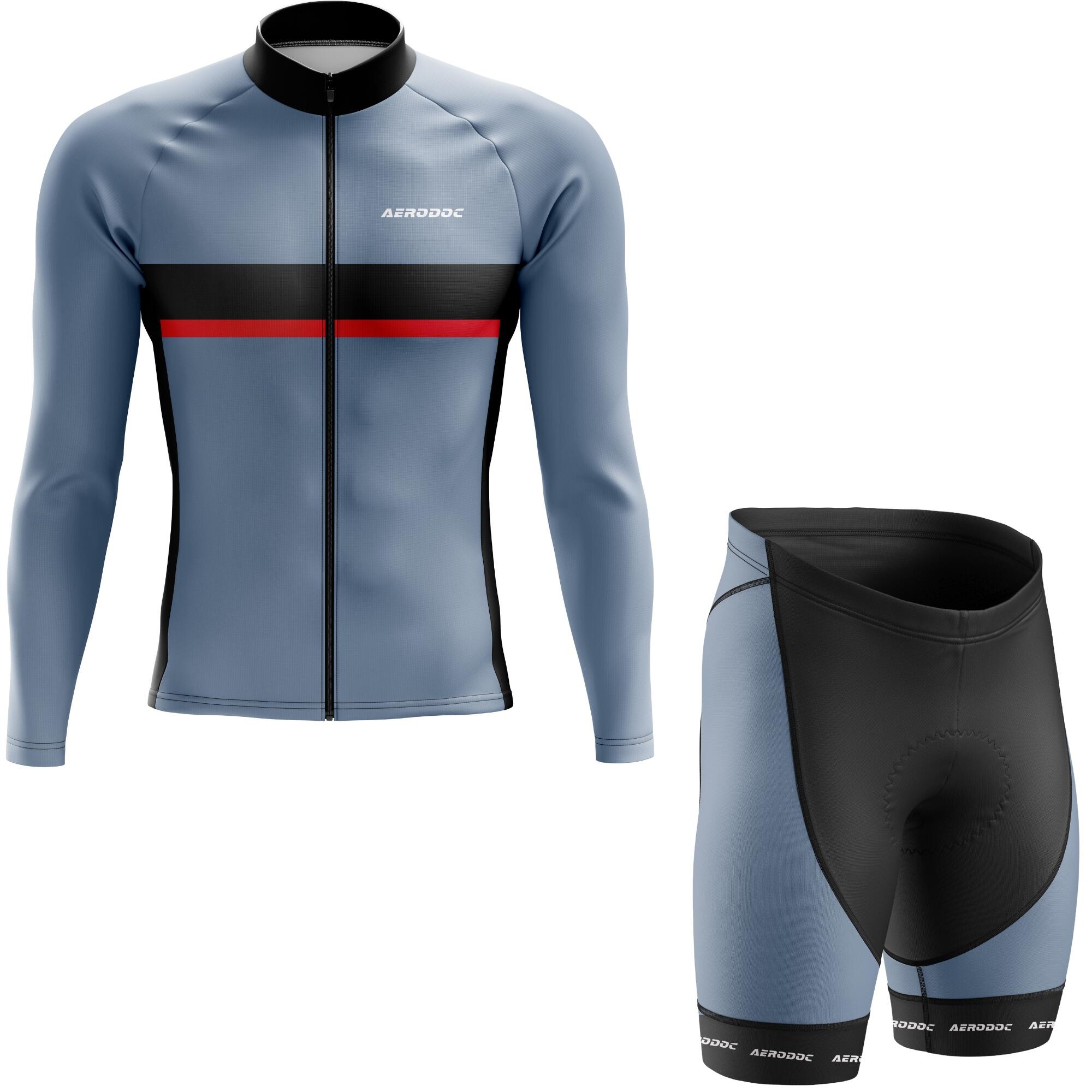 Aerodoc Men’s Classic Fit Cycling Jersey - Stylish Red Accent - Half & Full Sleeves, Matching Bib & Non-Bib Shorts