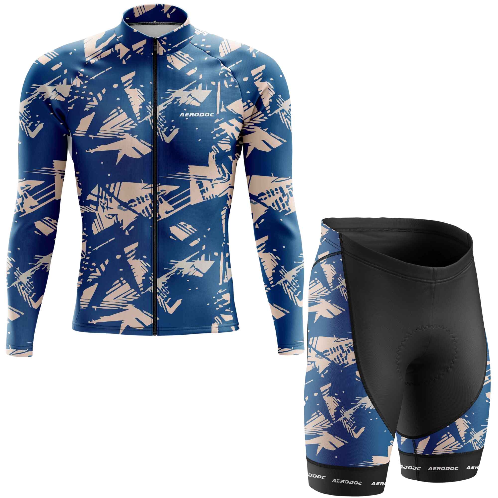 Aerodoc Blue Pulse Cycling Jersey - Energized Print for High-Speed Rides – Half & Full Sleeves, Matching Bib & Non-Bib Shorts