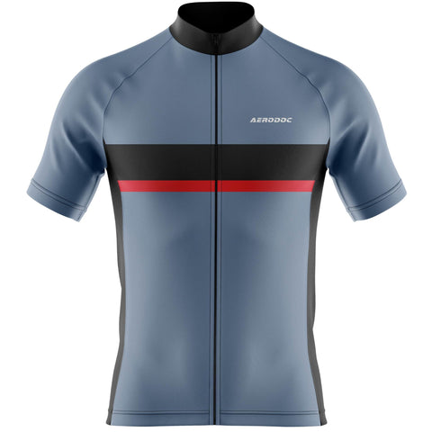 Aerodoc Men’s Classic Fit Cycling Jersey - Stylish Red Accent - Half & Full Sleeves, Matching Bib & Non-Bib Shorts