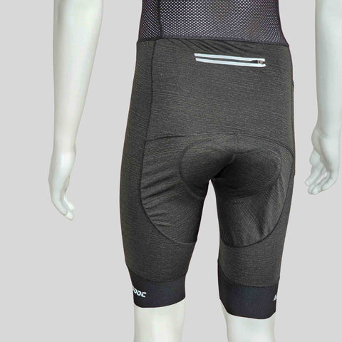 Aerodoc Ignite Vampire Gray Cycling Bibshorts with Reflective Zipper, Power Band, and 2 Pockets