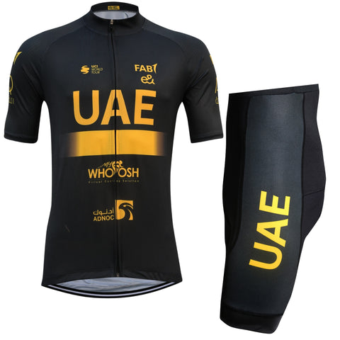 UAE Black High Quality Cycling Jersey and Cycling Bib Shorts and Full/Half Sleeve GelPad