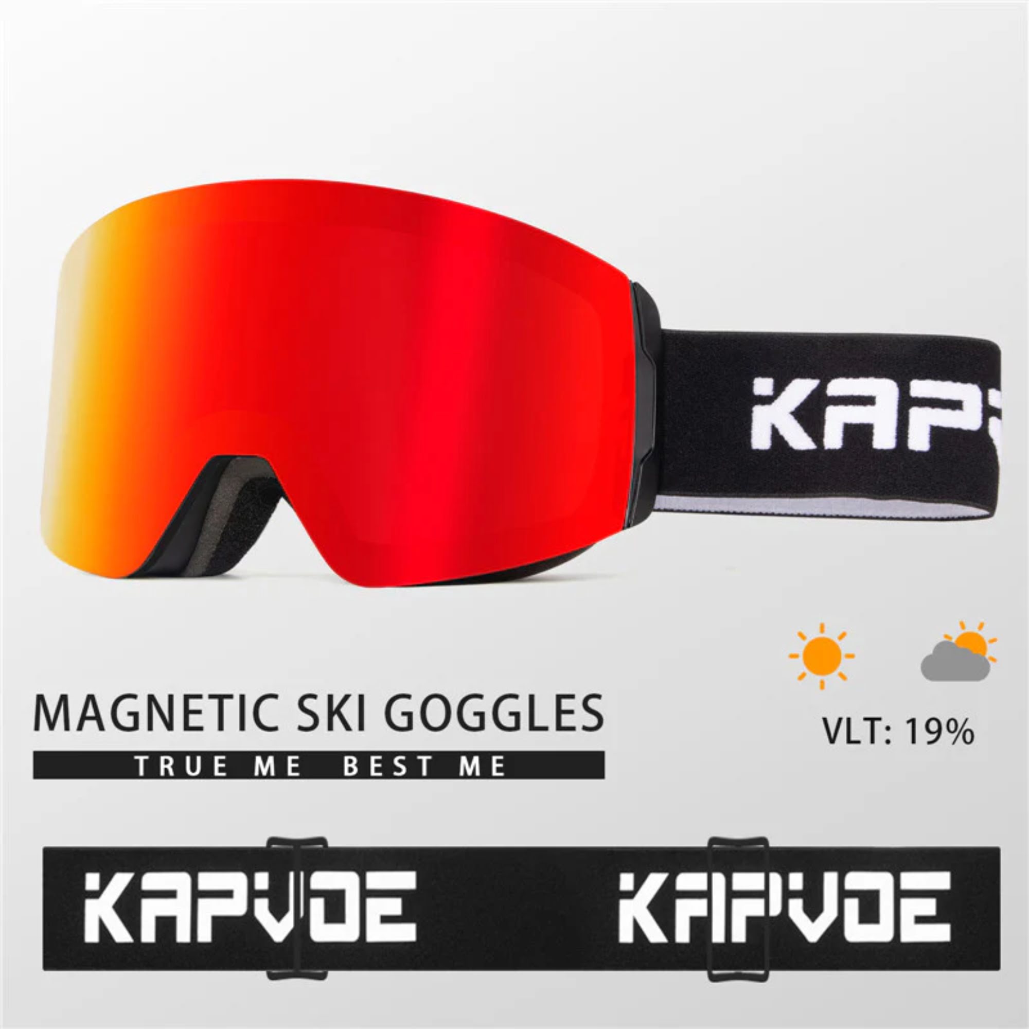 KAPVOE Optical Glass Magnetic Lens Double Layer Anti Fog Ski Goggle Skateboard Snowboard Goggle UV400 Protect