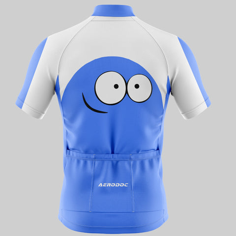 Aerodoc Smiley Blue White Cycling Jersey – Half Sleeves and Full Sleeves Lightweight & Breathable