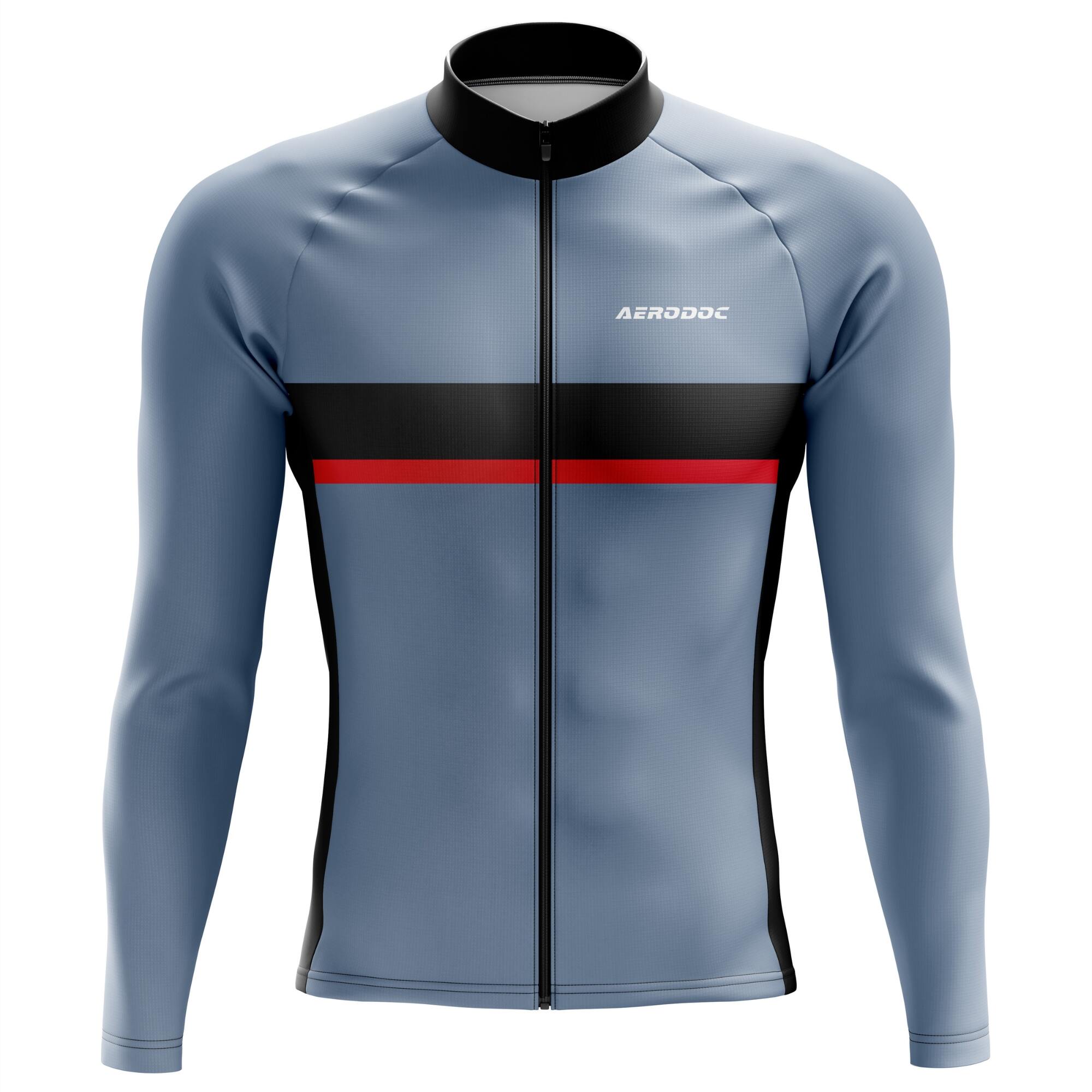 Aerodoc Men’s Classic Fit Cycling Jersey - Stylish Red Accent - Half & Full Sleeves, Matching Bib & Non-Bib Shorts