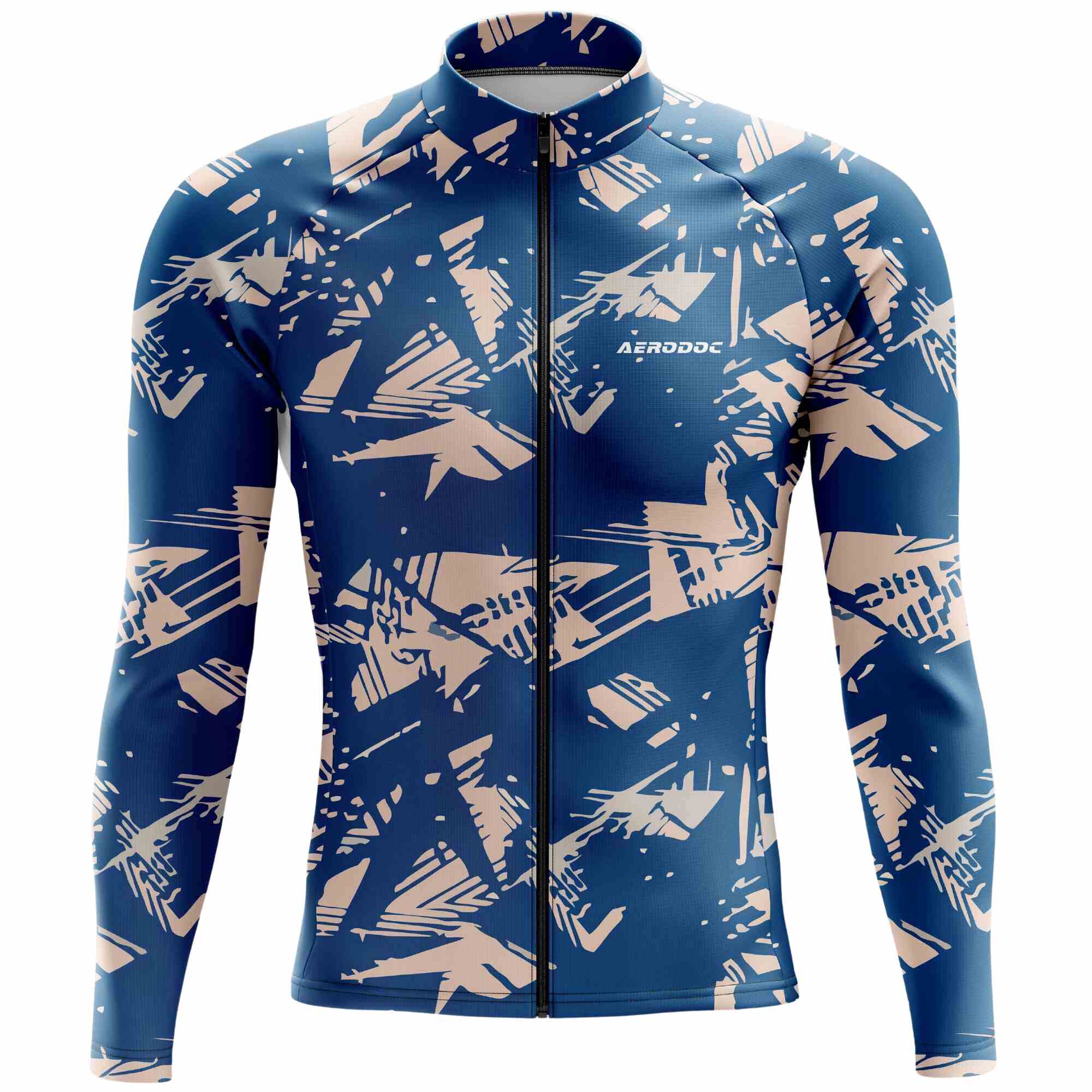 Aerodoc Blue Pulse Cycling Jersey - Energized Print for High-Speed Rides – Half & Full Sleeves, Matching Bib & Non-Bib Shorts