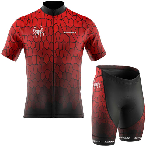 Spiderweb Red Unisex Cycling Jersey and Shorts