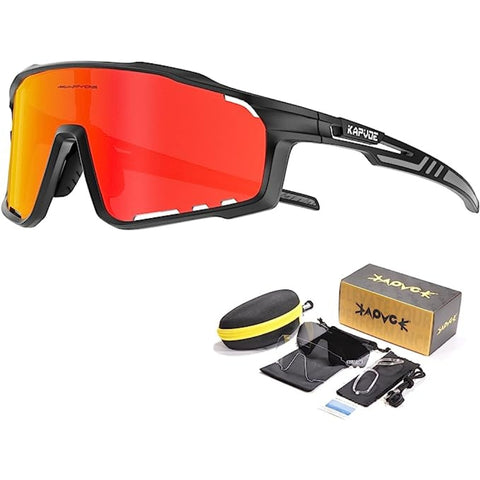 KAPVOE Polarized Sports Glasses Men Women TR90 Sport Sunglasses Running 3 Lenses