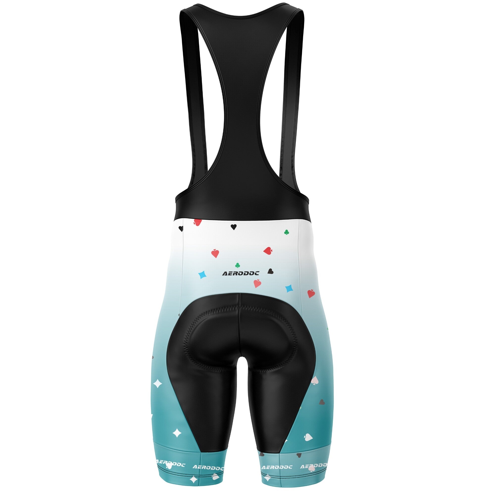 Premium silicone grippers on A Card Ace bib shorts for a non-slip, secure fit during cycling.