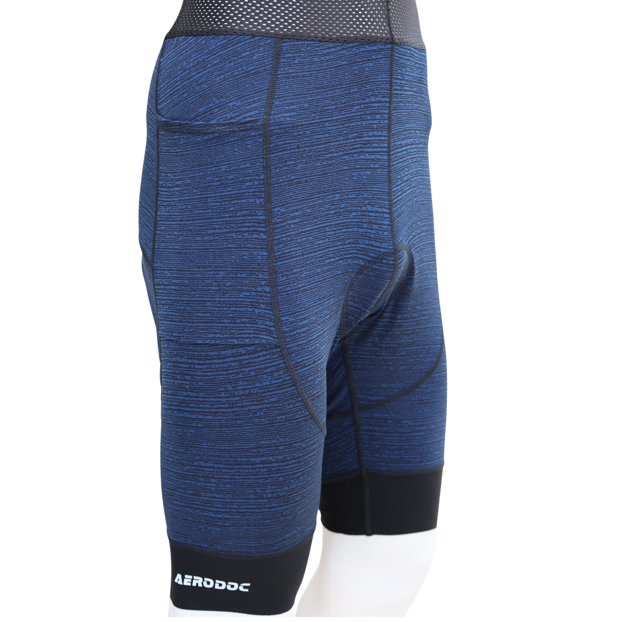 Aerodoc Ignite Indigo Storm Cycling Bibshorts with Reflective Zipper, Power Band, and 2 Pockets