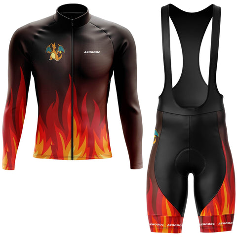 Aerodoc Phoenix Flame Cycling Jersey - Half & Full Sleeves, Matching Bib & Non-Bib Shorts