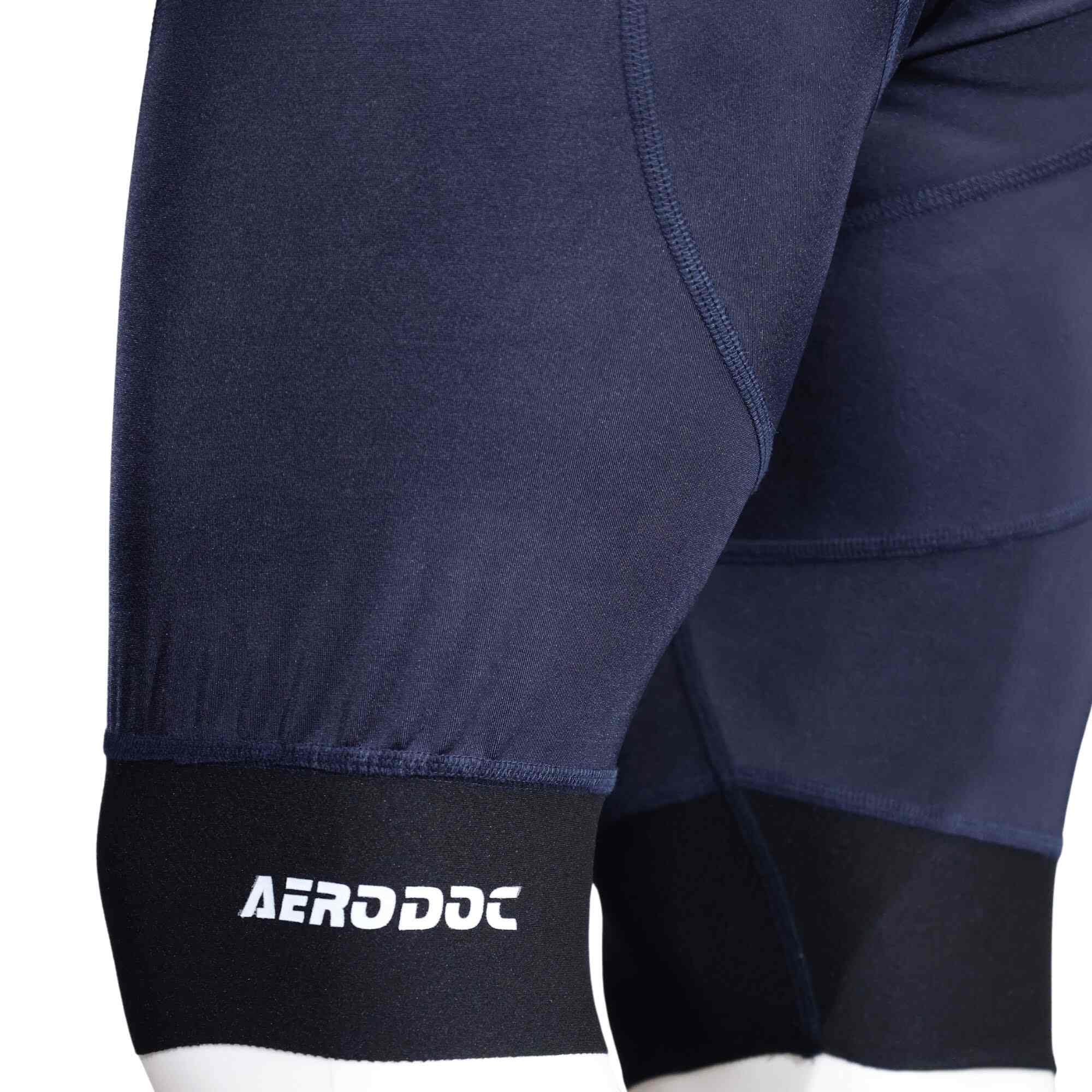 Aerodoc Ignite Blue Black Cycling Bibshorts with Reflective Zipper, Power Band, and 2 Pockets