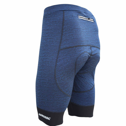 Aerodoc Ignite Indigo Storm Cycling Bibshorts with Reflective Zipper, Power Band, and 2 Pockets