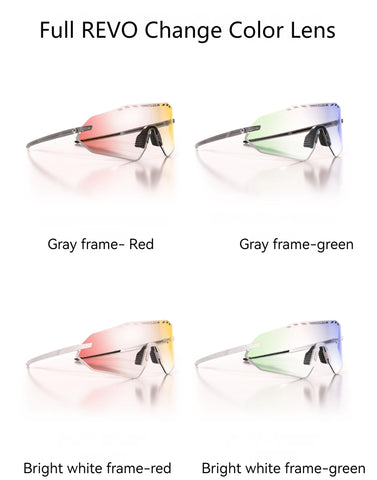 ENLEE E600 Photochromic Glasses Color Film Cycling Eyewear Men Women Frameless Sports Goggles White Red