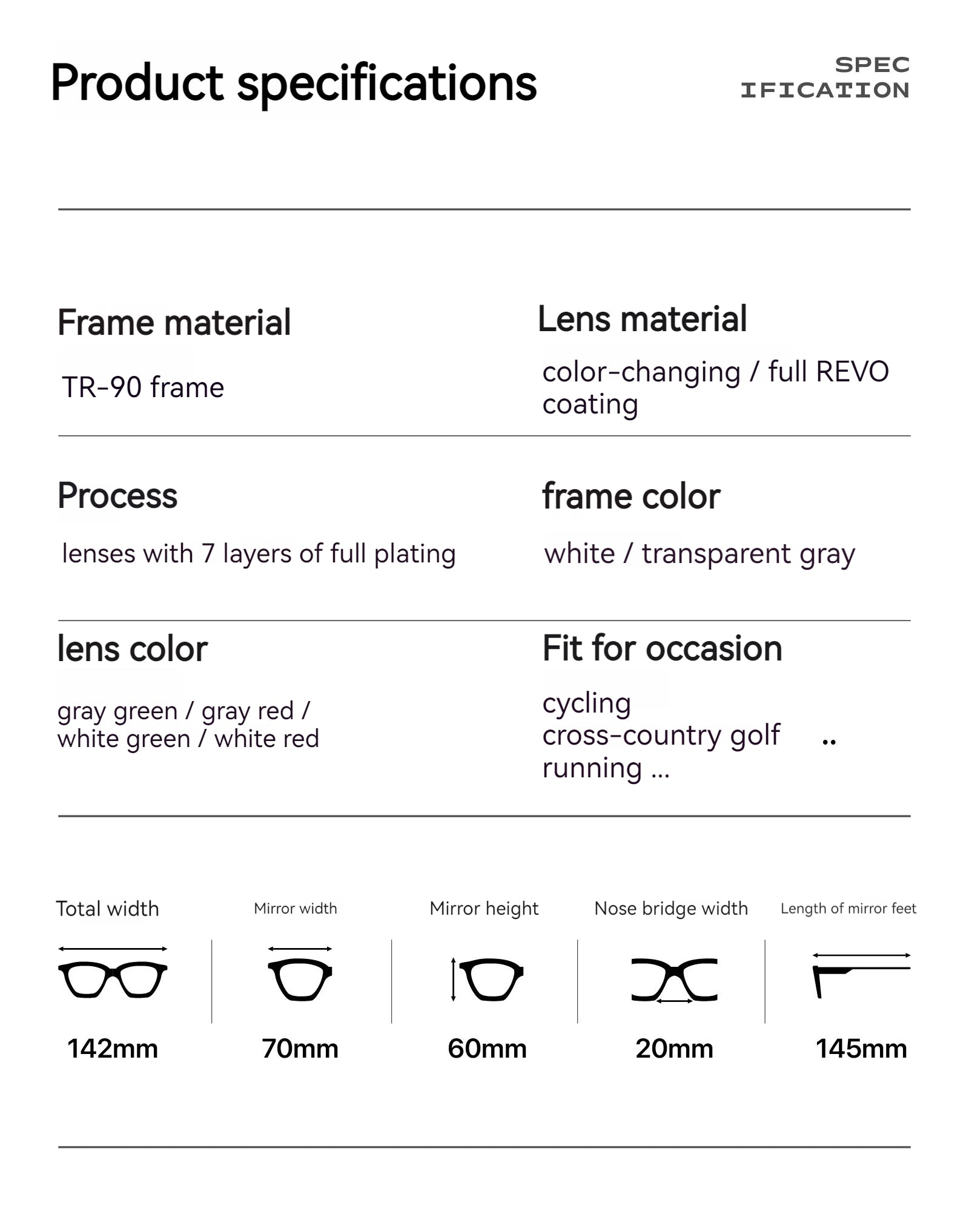 ENLEE E600 Photochromic Glasses Color Film Cycling Eyewear Men Women Frameless Sports Goggles White Red