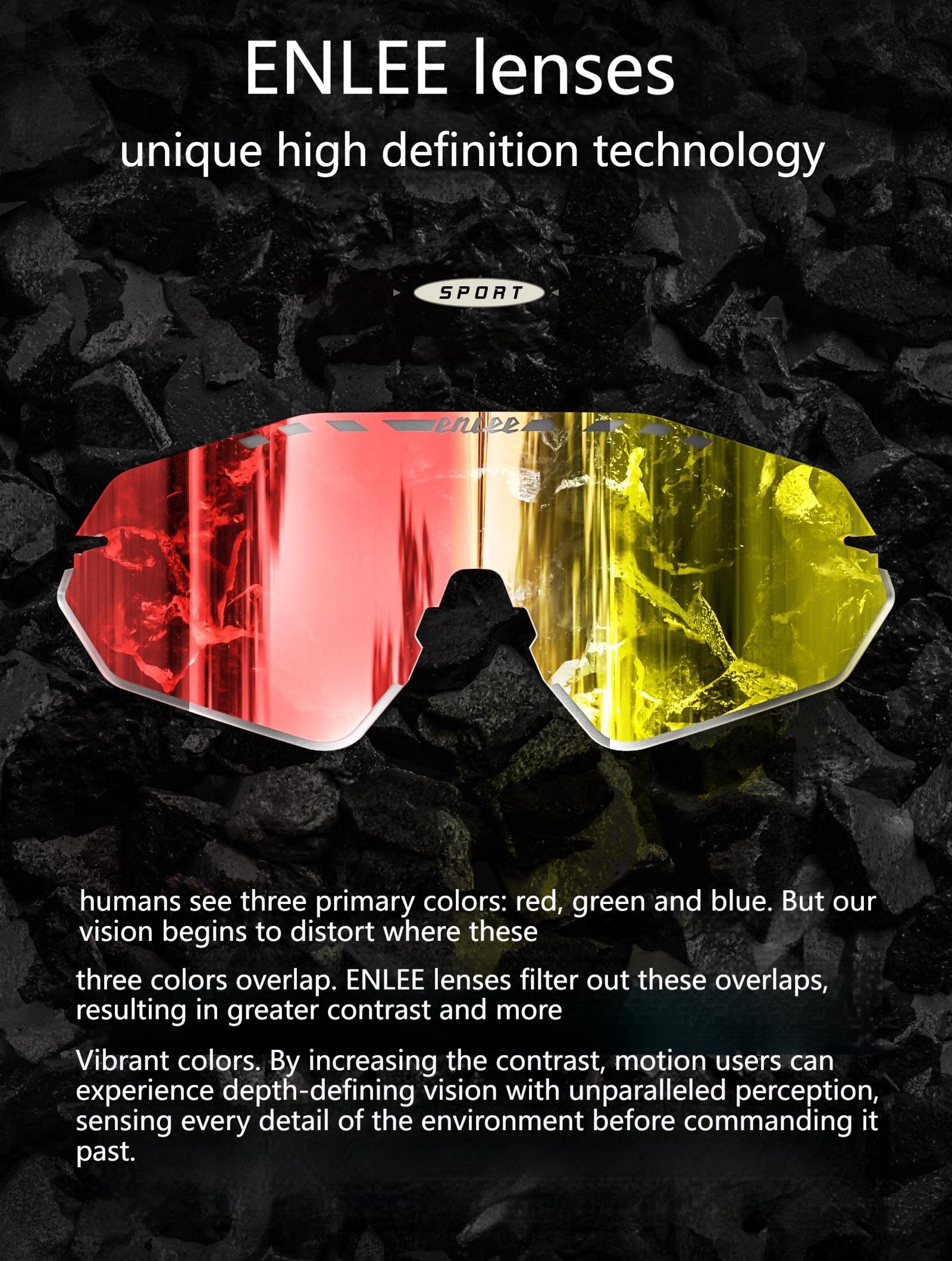 ENLEE E600 Photochromic Glasses Color Film Cycling Eyewear Men Women Frameless Sports Goggles White Red