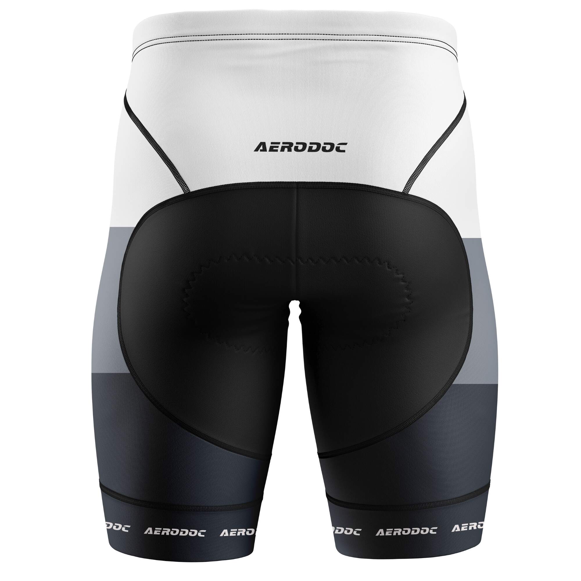 Rear View of Aerodoc Non-Bib Cycling Shorts with Panel Detailing