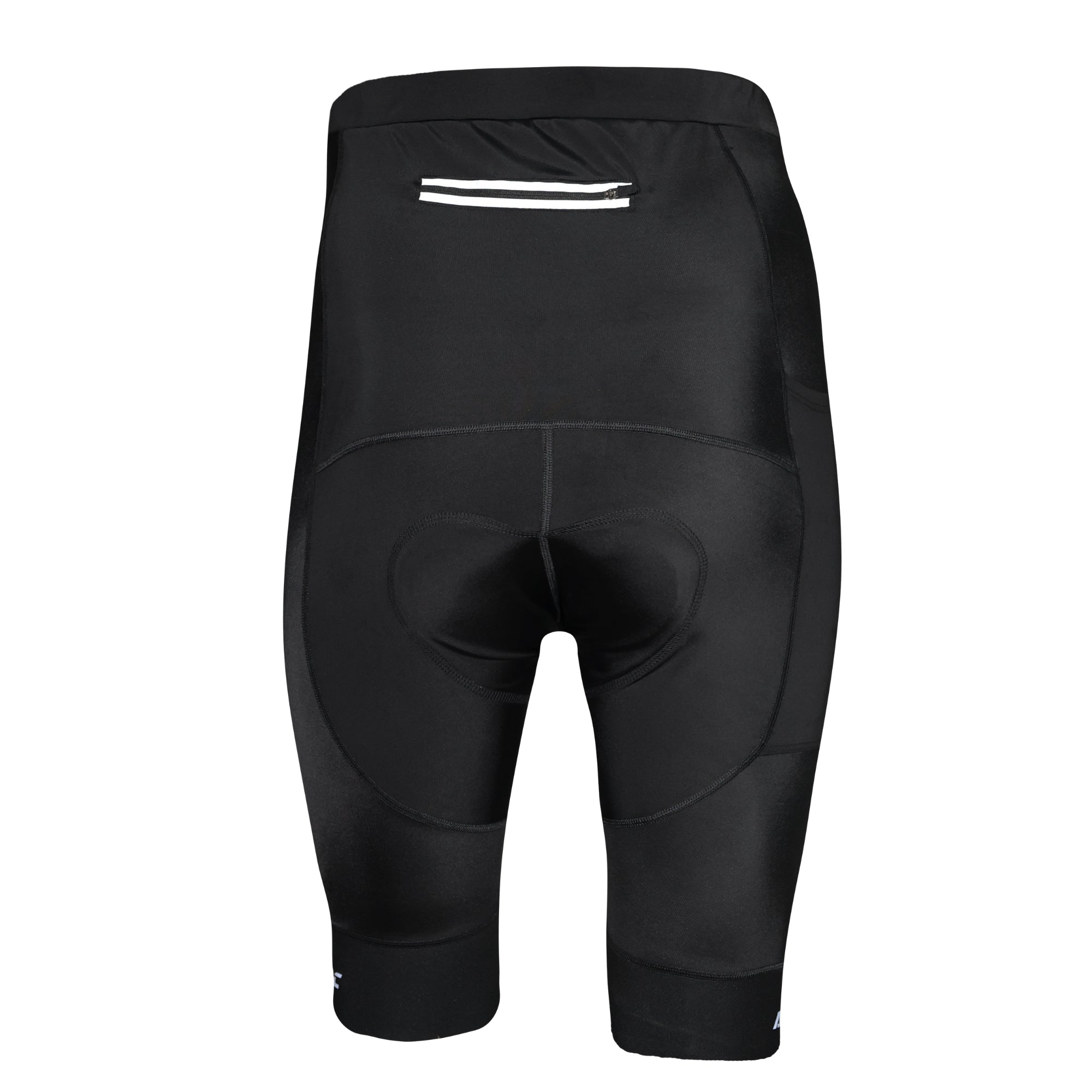 Aerodoc Ignite Black Cycling Bibshorts with Reflective Zipper, Power Band, and 2 Pockets