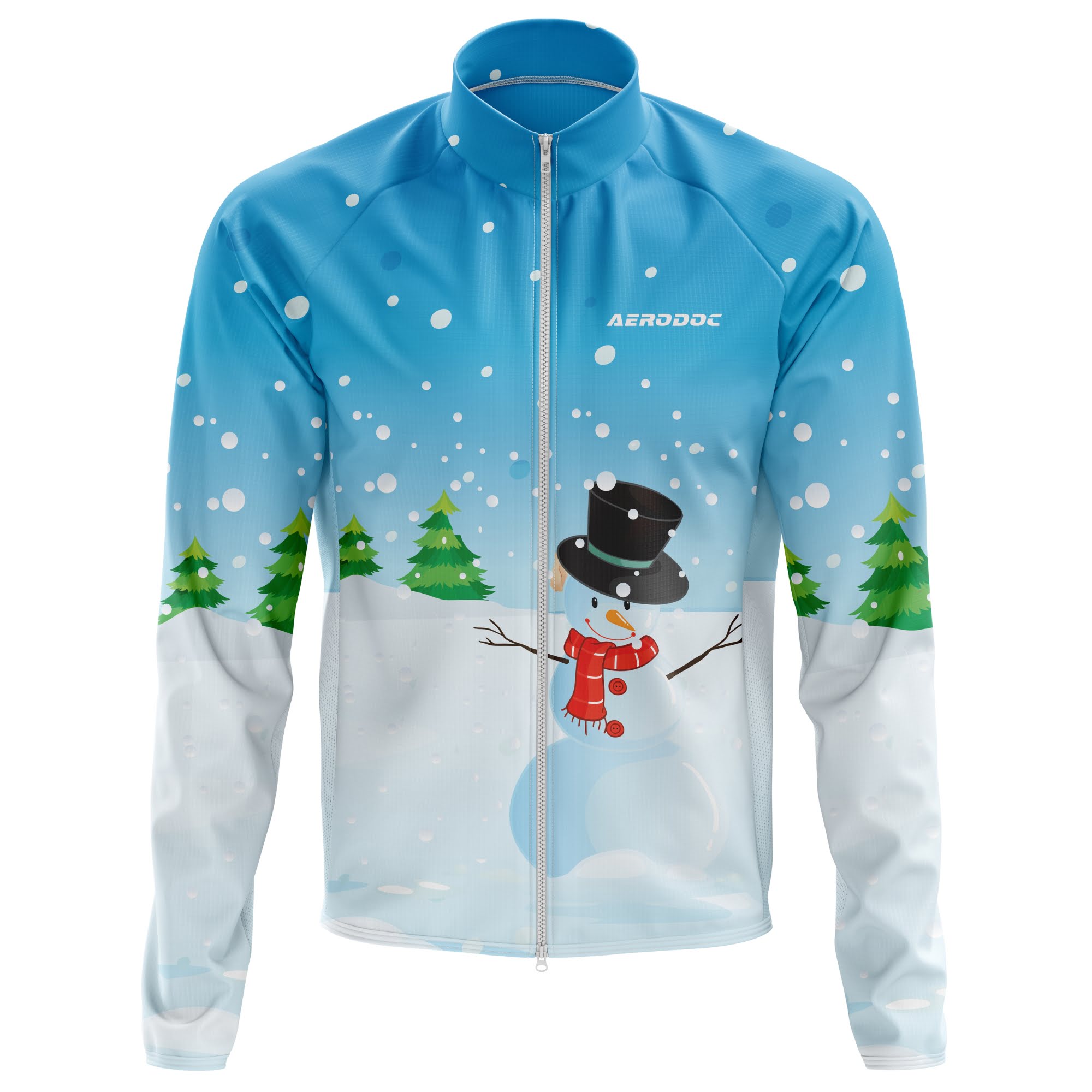 Aerodoc Cold-Weather Cycling Jacket – Snowman Print| Premium Winter Fleece Wool Bike Wear