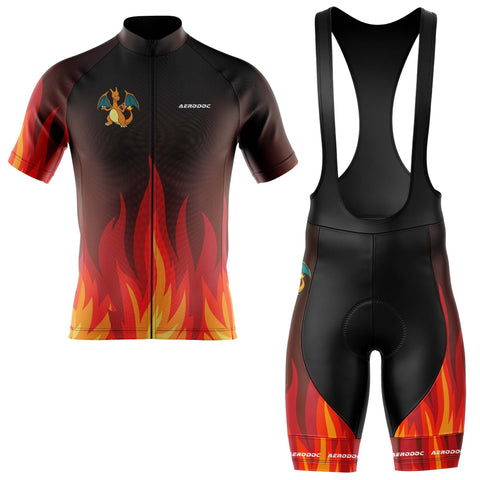 Aerodoc Phoenix Flame Cycling Jersey - Half & Full Sleeves, Matching Bib & Non-Bib Shorts