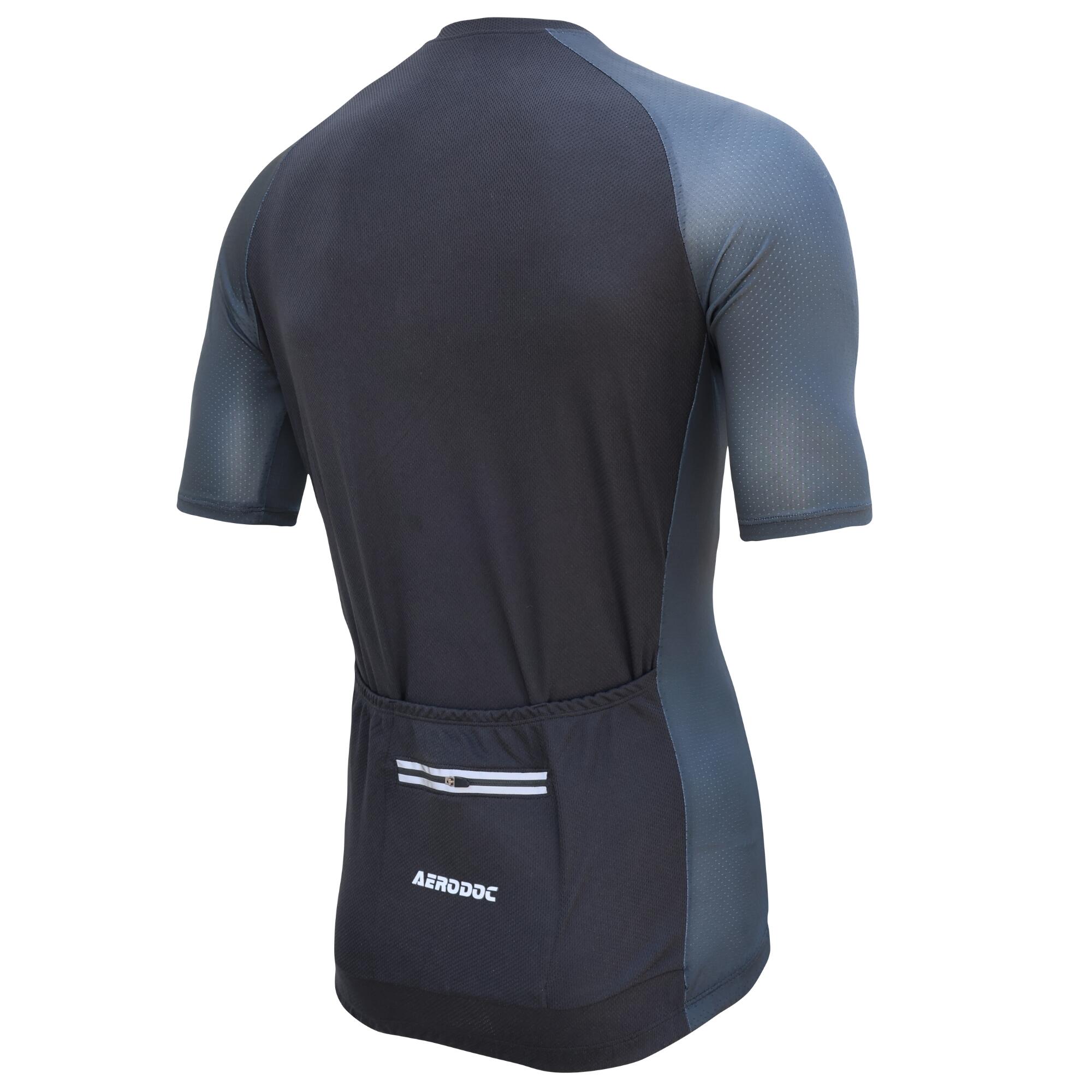 Aerodoc Glide Black Cycling jersey with waterproof zipper pocket