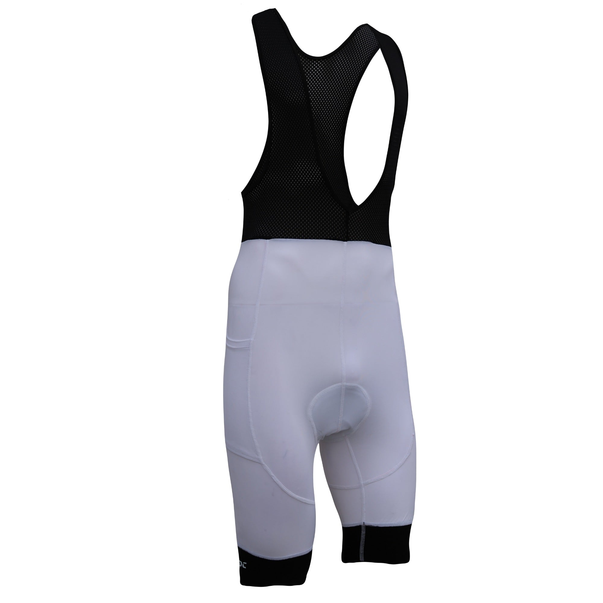 Aerodoc Ignite White Cycling Bibshorts with Reflective Zipper, Power Band, and 2 Pockets