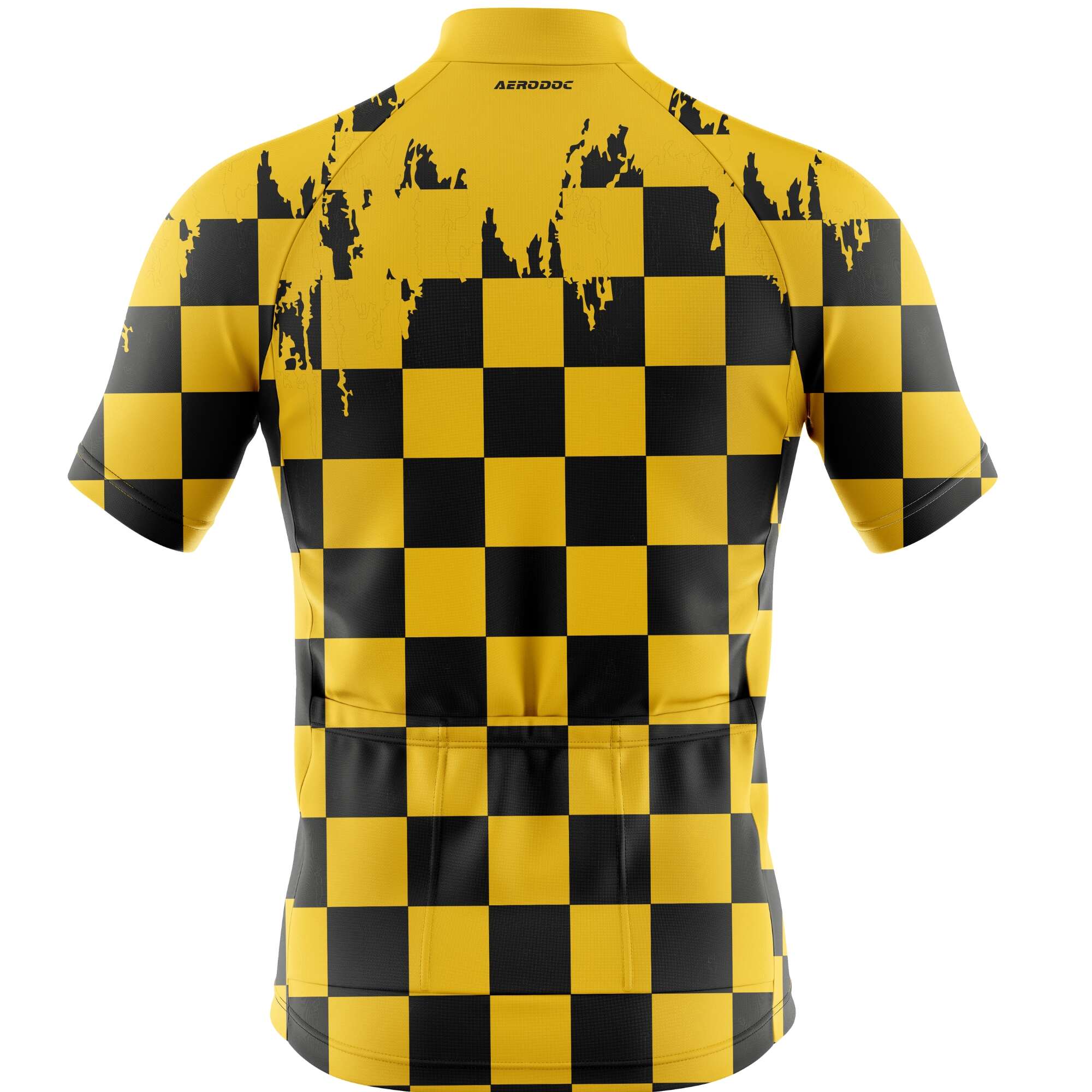 Aerodoc Checkered Burst Cycling Jersey – Performance Fit, Yellow & Black