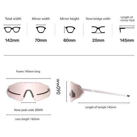 ENLEE E600 Photochromic Glasses Color Film Cycling Eyewear Men Women Frameless Sports Goggles White Red