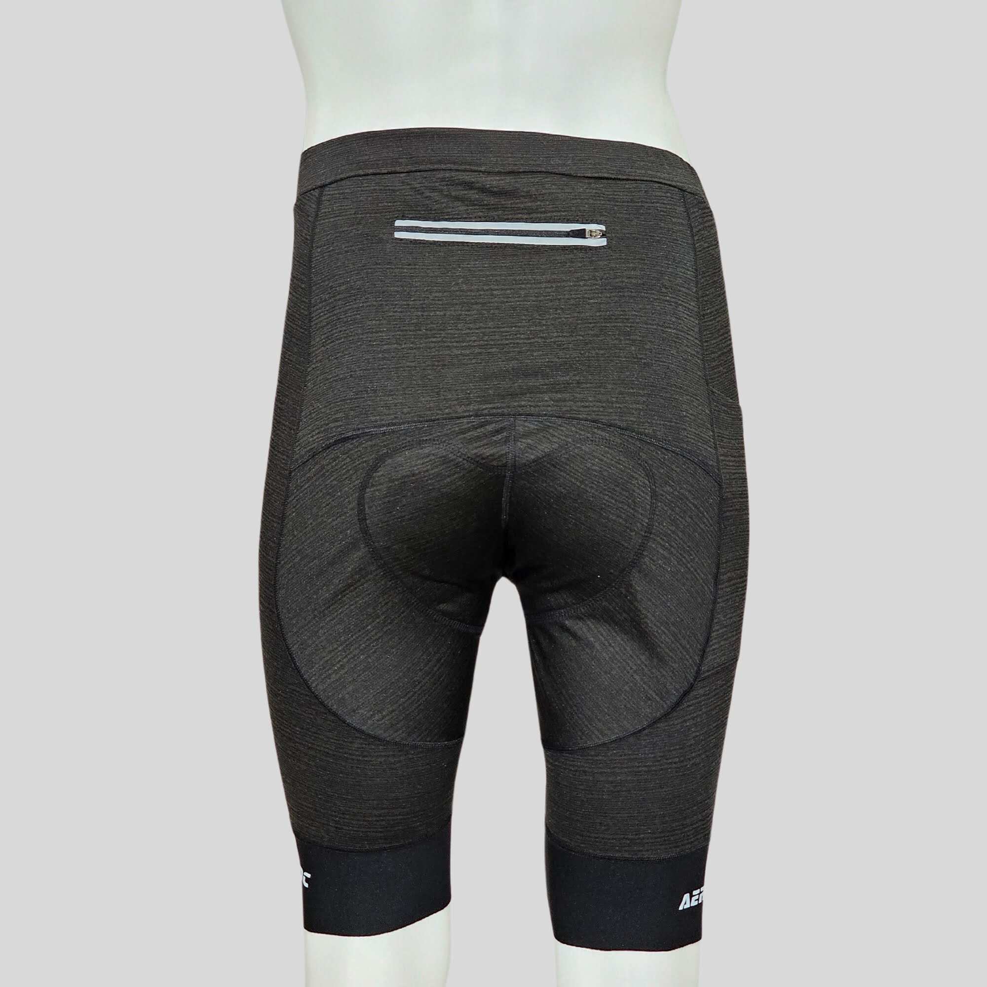 Aerodoc Ignite Vampire Gray Cycling Bibshorts with Reflective Zipper, Power Band, and 2 Pockets