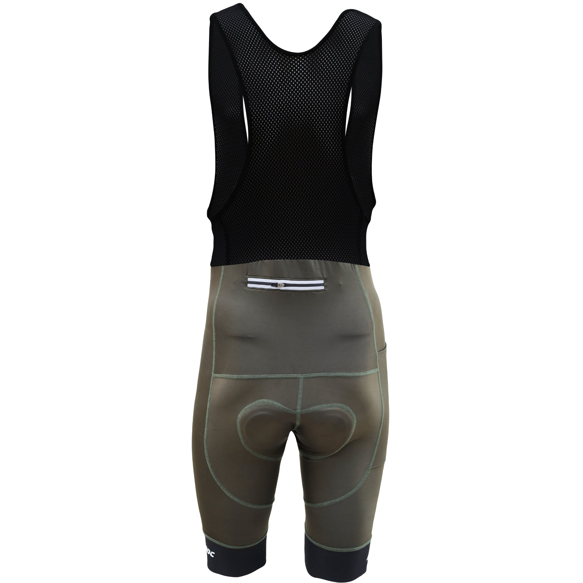 Aerodoc Ignite Olive Cycling Bibshorts with Reflective Zipper, Power Band, and 2 Pockets