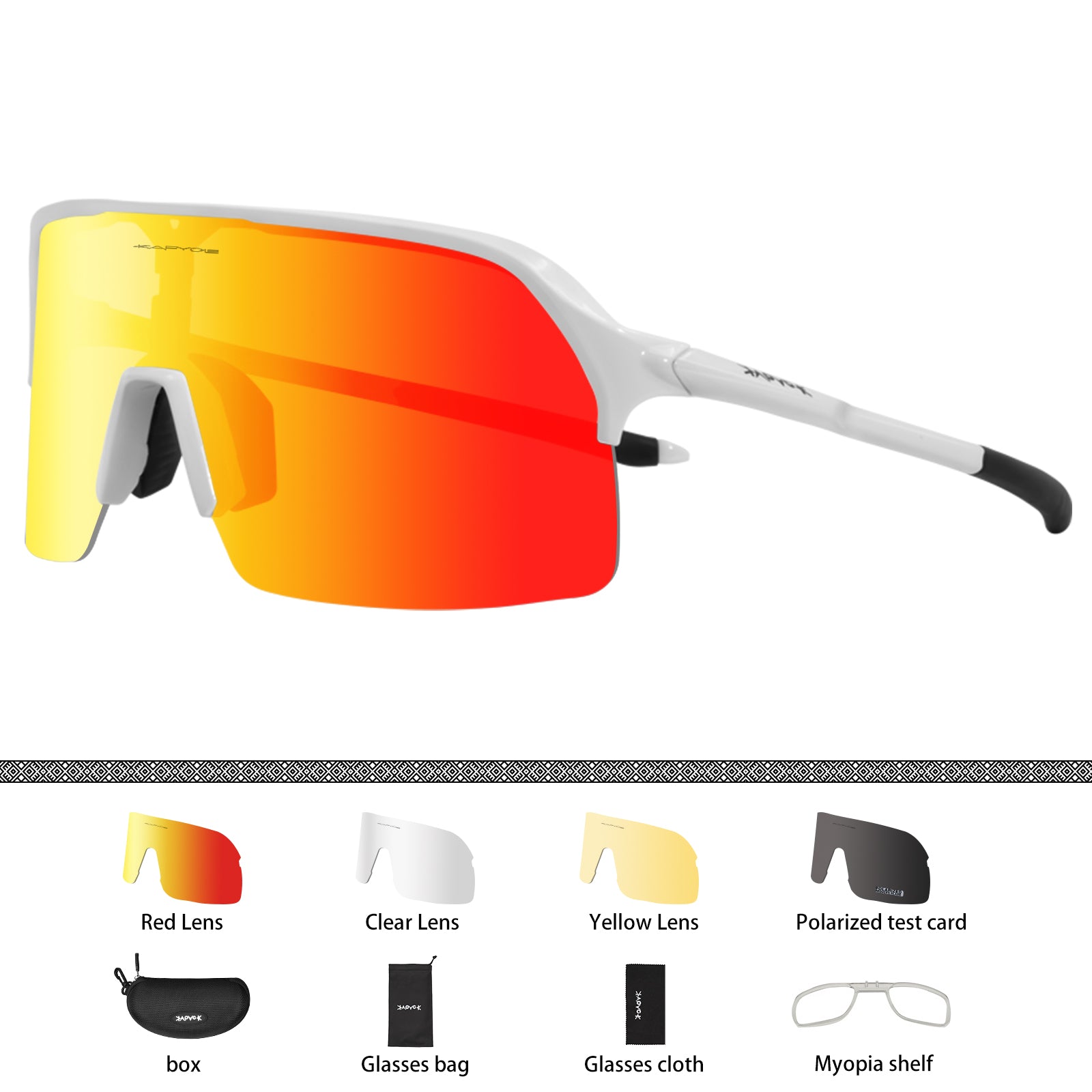 Kapvoe Polarized Sports Sunglasses Outdoor Sports Men Women Glasses 4 lens