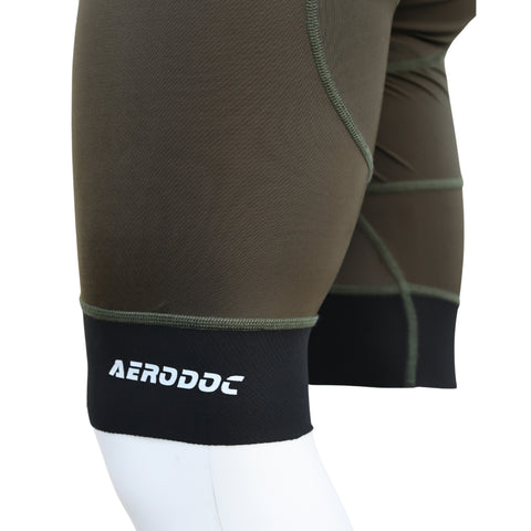 Aerodoc Ignite Olive Cycling Bibshorts with Reflective Zipper, Power Band, and 2 Pockets