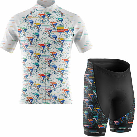 Retro Bicycle Design Men's Cycling Jersey - Half & Full Sleeves, Matching Bib & Non-Bib Shorts