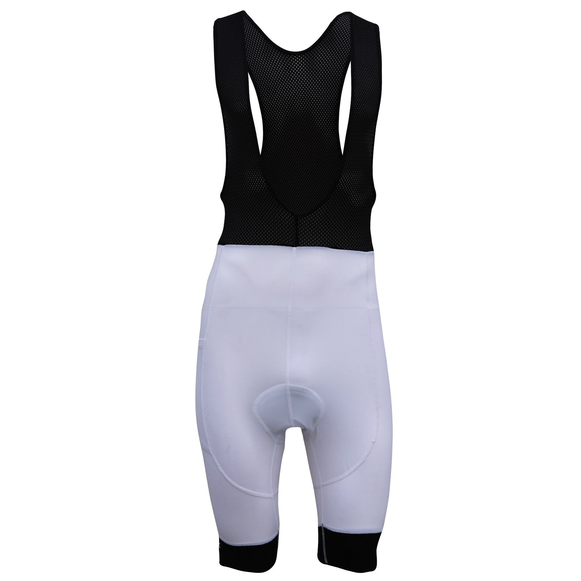 Aerodoc Ignite White Cycling Bibshorts with Reflective Zipper, Power Band, and 2 Pockets